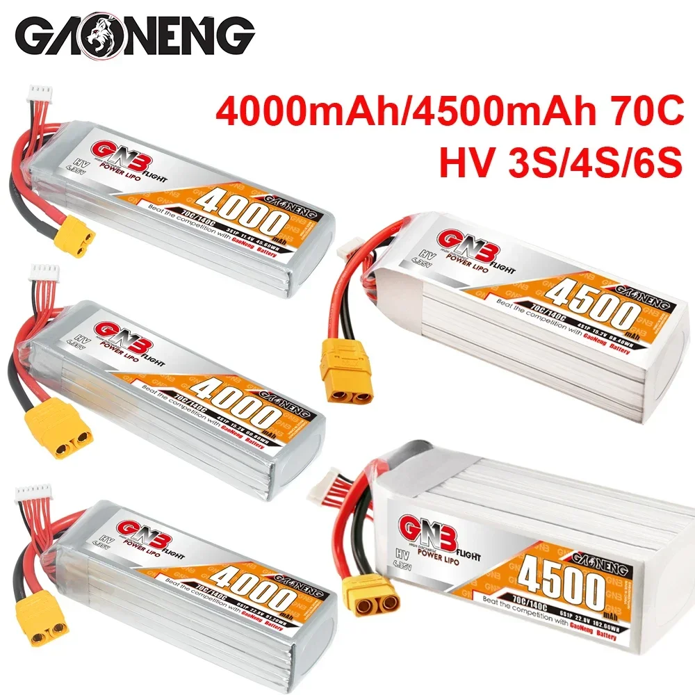 GNB 4000mAh/4500mAh 70C/140C 11.4V/15.2V/22.8V HV Lipo Battery For FPV Drone RC Quadcopter Helicopter Car UAV 3S 4S 6S LiHV