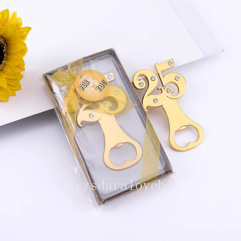 

New 10pcs Number 25 Bottle Opener for birthday party Return Gifts for Guest Souvenirs Diamond Wedding Anniversary Beer Opener