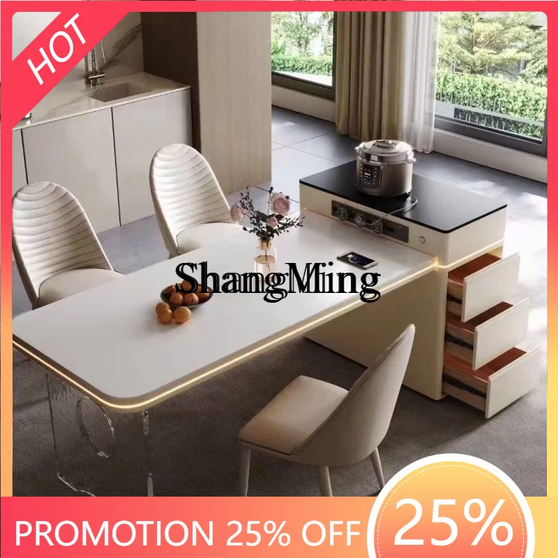 

FG good-looking home light luxury simple island dining table integrated household multi-functional dining table slate high-end