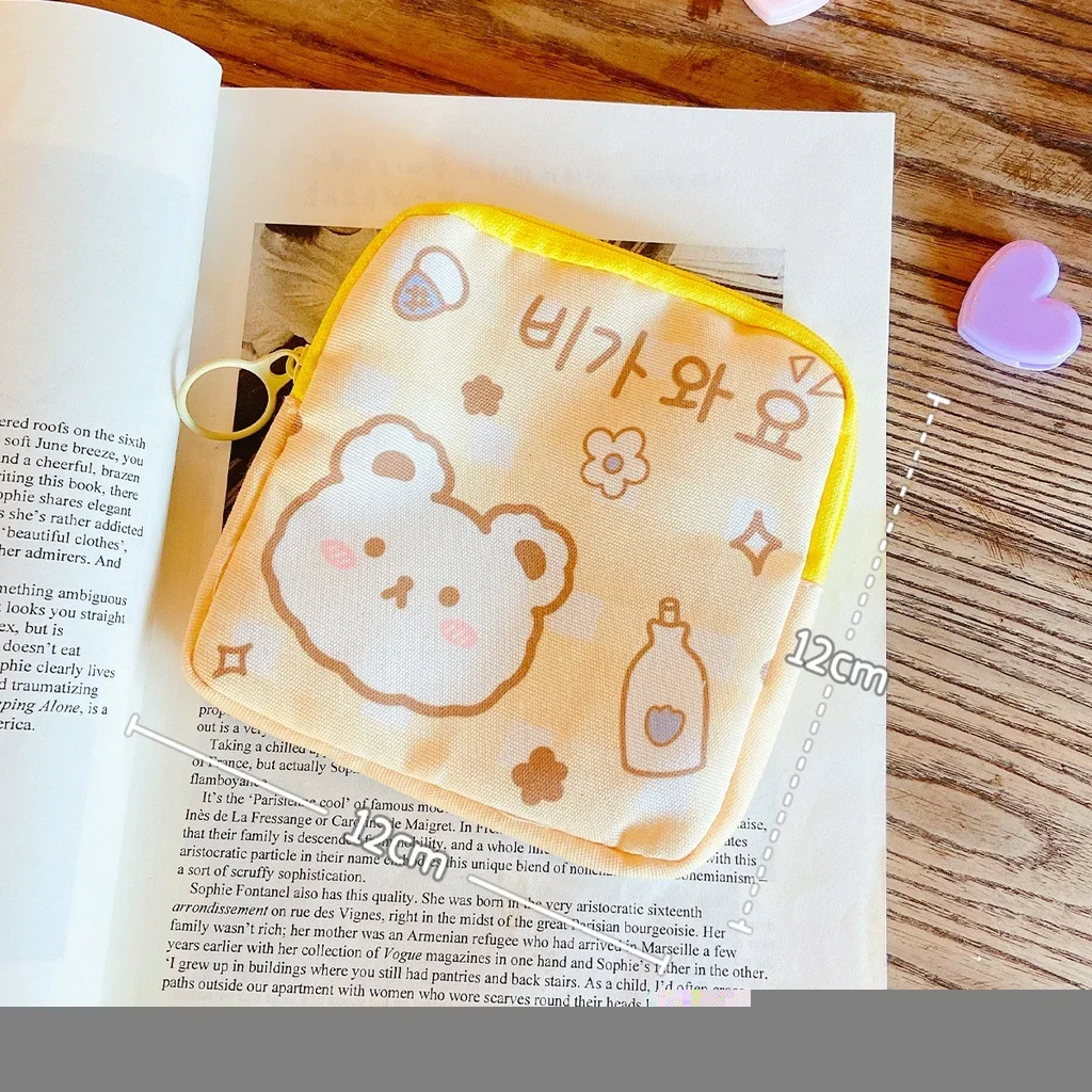 Korean Cute Bear Large Capacity Sanitary Napkin Storage Bags Girls Cartoon Physiological Period Tampon Organiser Bag Mini Bag