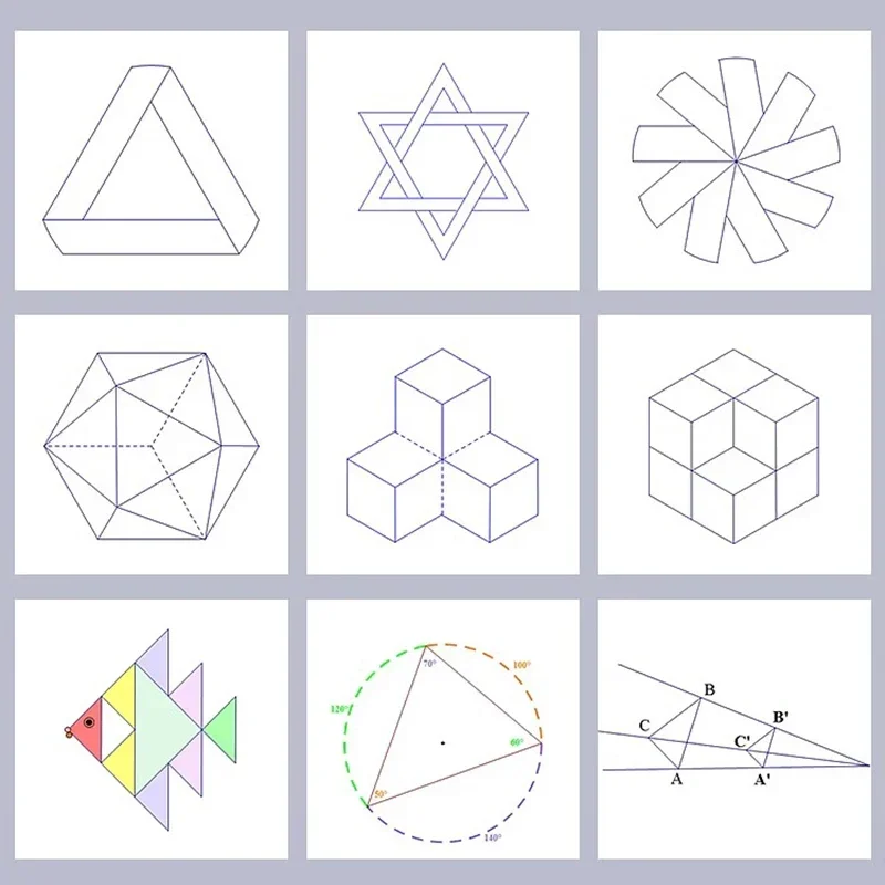 Juego de reglas de función geométrica multifuncional, herramienta de medición de plantilla de dibujo de matemáticas para estudiantes de arte,