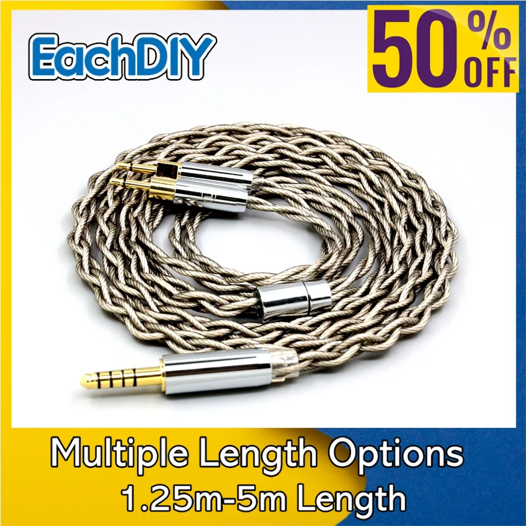 

99% Pure Silver + Graphene Silver Plated Shield Earphone Cable For Sennheiser HD700 Headphone 2.5mm pin 4 core 1.8mm LN007934