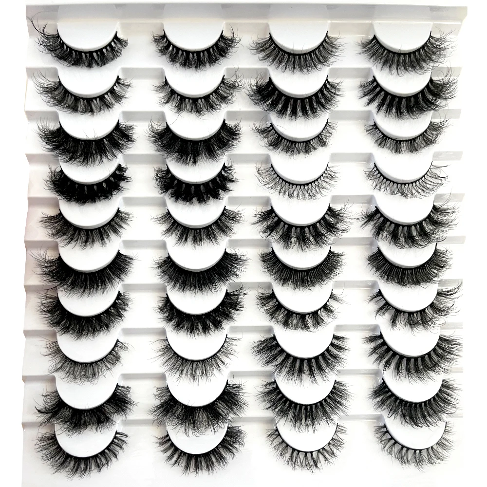 20 Pairs False Eyelashes Wispy Faux Mink Lashes Fluffy Handmade Fake Eyelashes 18MM Natural 20 Styles Pack Luxury Cat Eye Lashes