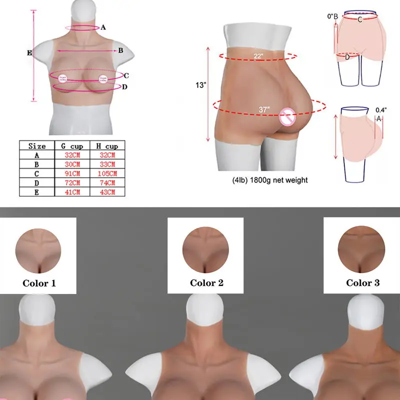 Silicone Breast Form And Fake Vagina Panties Set Big Boobs Butt Enhancer Underwear Male To Female For Crossdresser Transgender