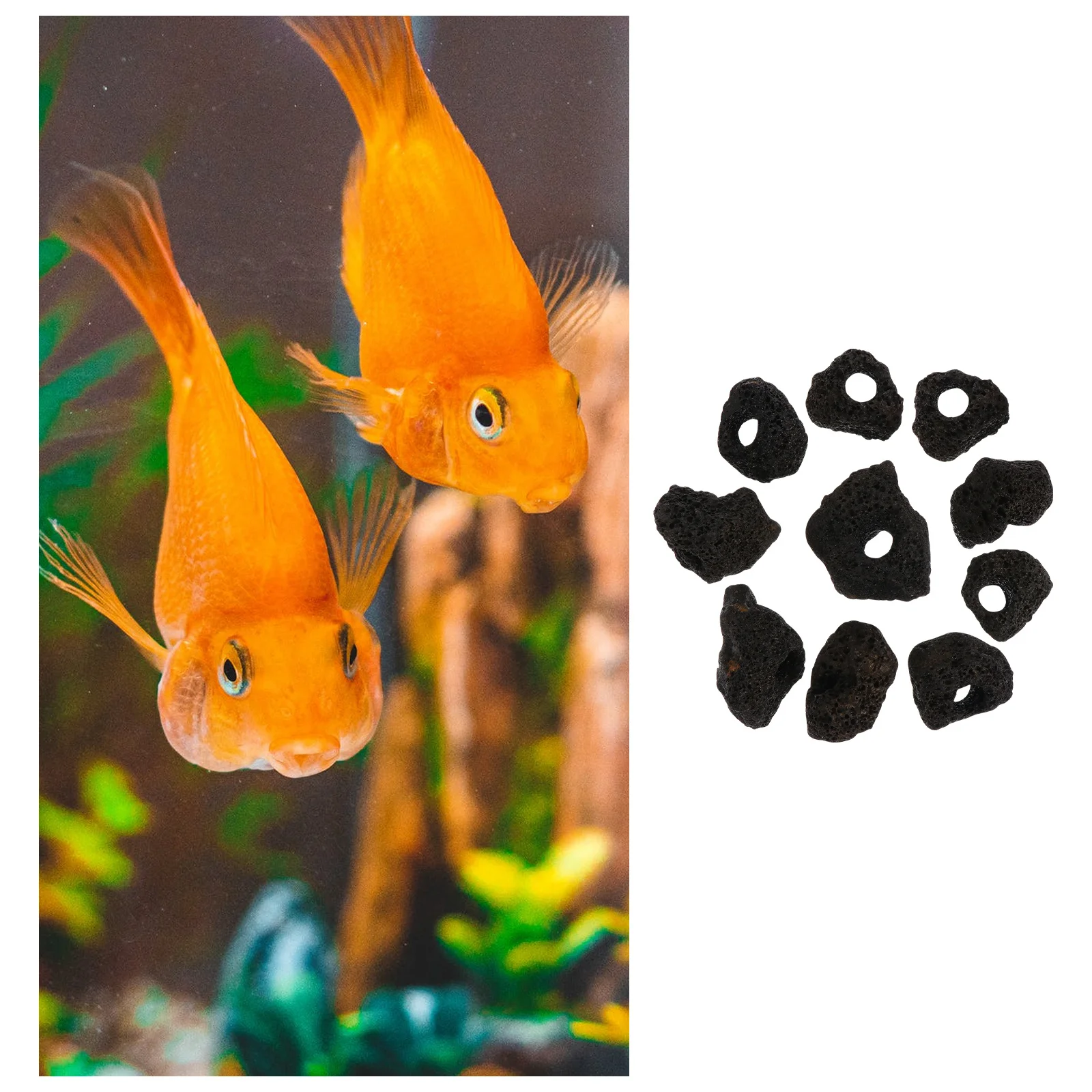 

10Pcs Volcanic Rocks Ornament Natural Stone Aquarium Habitat Fish Shelter Stone Cave Fish Tank Ornament Landscape Accessories