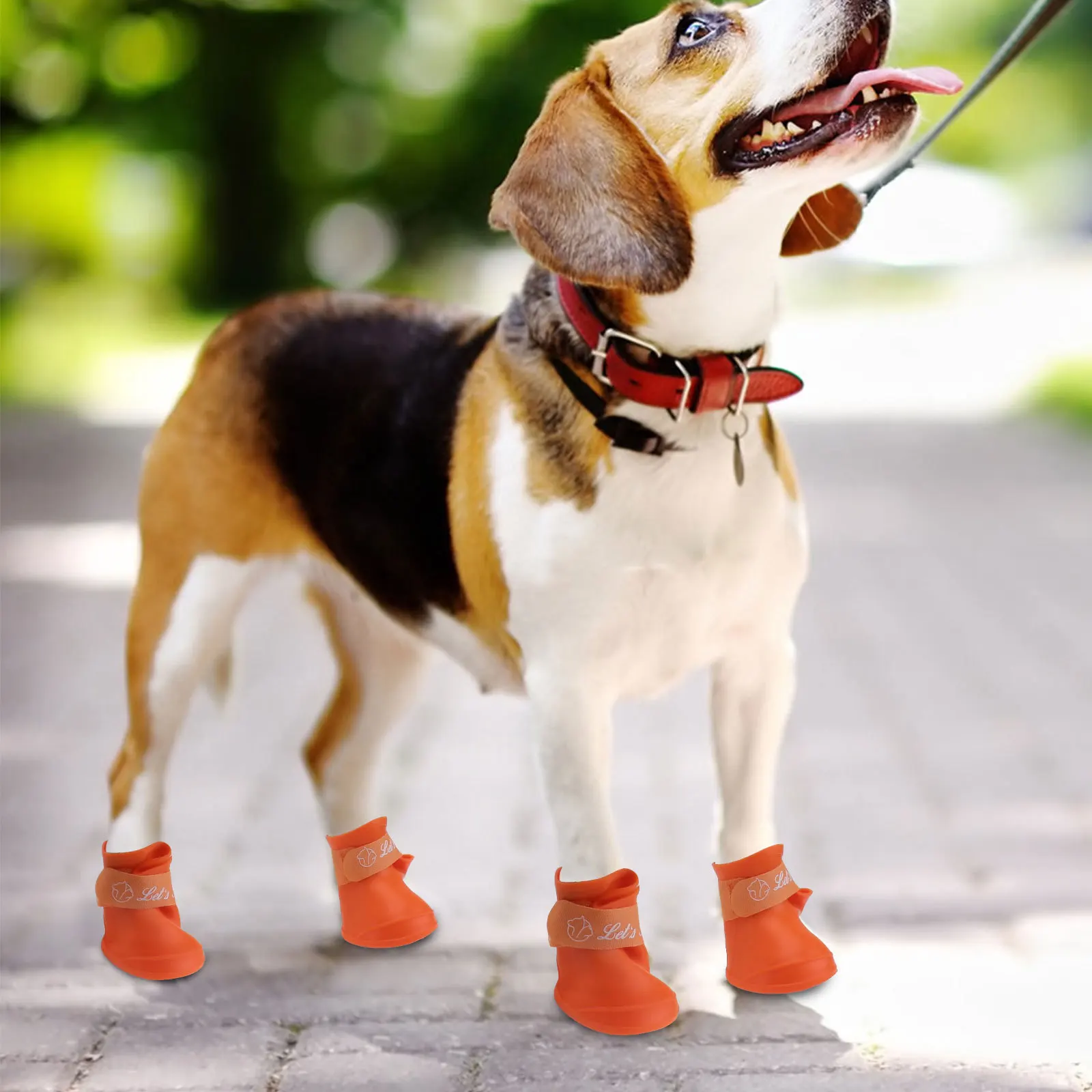 

Pet Rain Shoes Waterproof Non-Slip Dog Rain Boot Puppy Mud Beach Color Rubber Sole Size S Orange