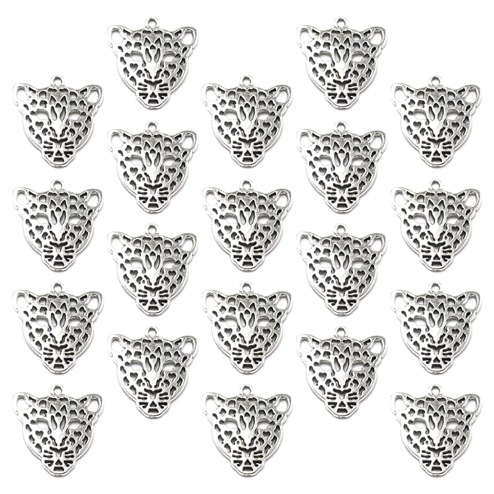 

20 Pcs Leopard Head Necklace Pendant Charm Jewelry Making Pendants DIY Charms Alloy
