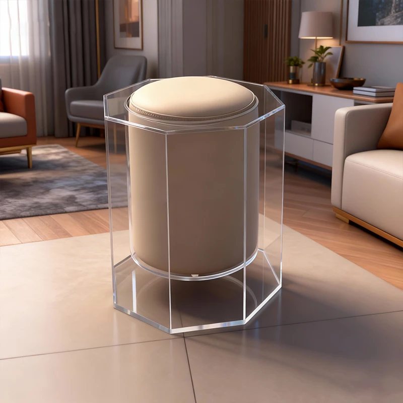 fz-Wholesale Factory Price Acrylic Bar Stool Durable Modern Art Design Acrylic Makeup Chair High Class Acrylic Stool