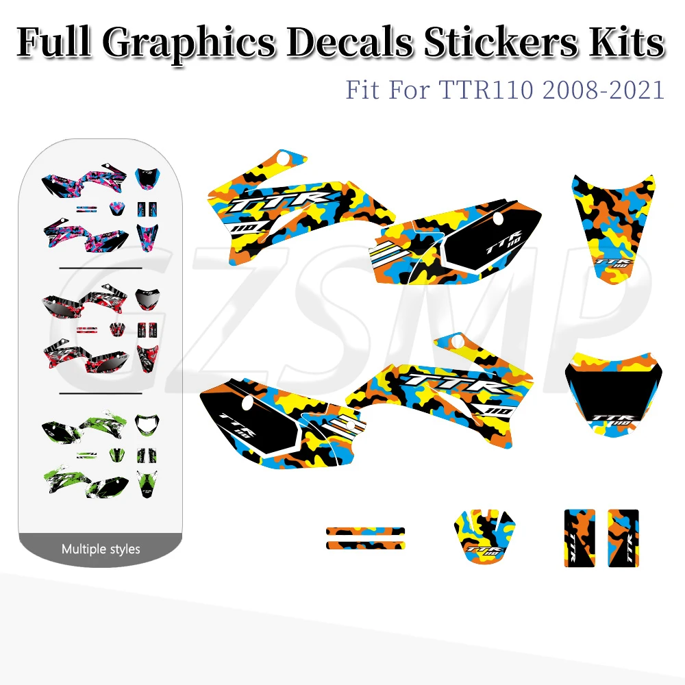 

Fit for YAMAHA TTR 110 TTR110 2008 - 2023 Motorcycle Fairing Full Graphics Stickers Kits Deco Backgrounds Decals