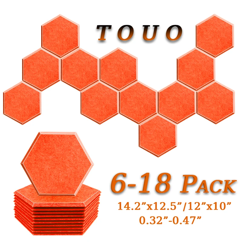 TOUO 6/12/18 Pcs Acoustic Panel High-Density Sound Insulation Material Sound Absorbing Treatment Home Cinema Acoustic Treatment