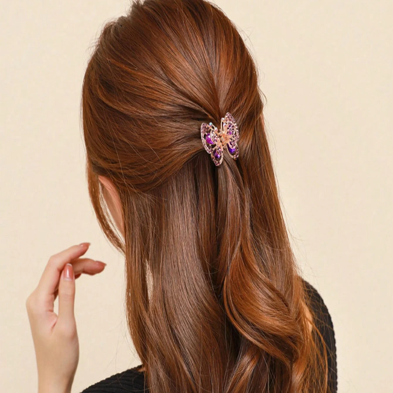 1pc simple hair accessory butterfly stone hair clip medium size hair clip ponytail fixed headdress