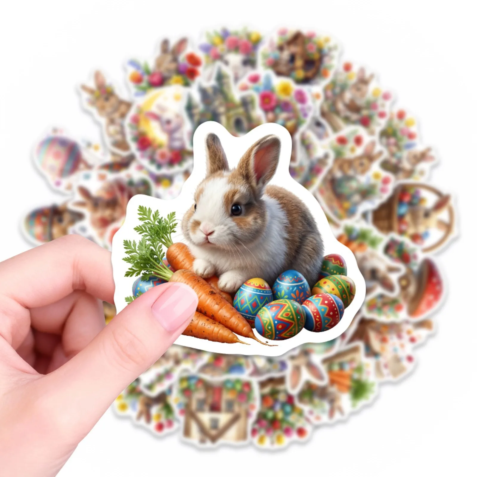 10/30/50PCS Cartoon Cute Egg Rabbit Stickers Aesthetic Easter Flower DIY Toys Guitar Luggage Suitcase Decals Graffiti Sticker