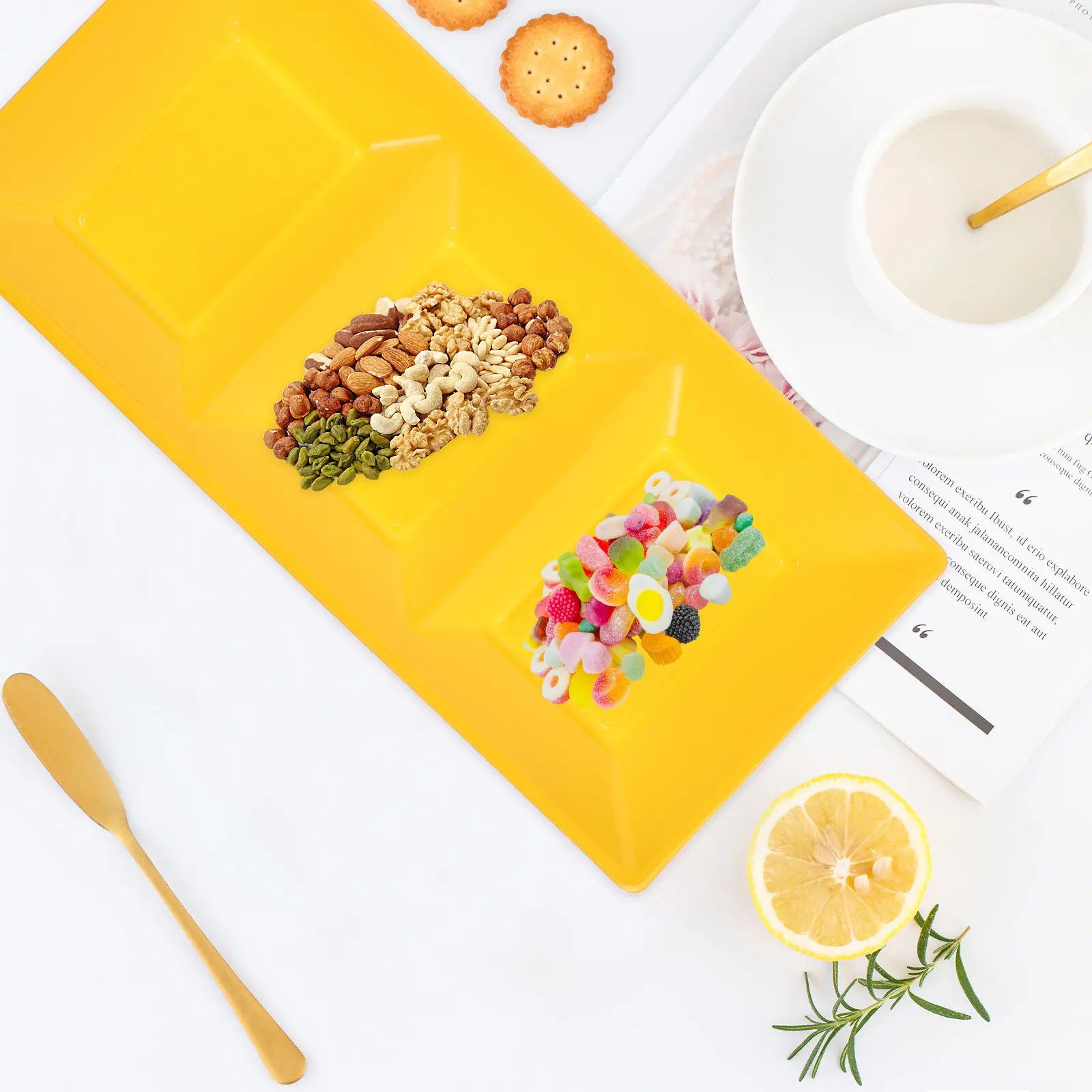 30Pcs Large Capacity Stackable Plastic Serving Tray 3 Compartment Dish for Cookies Cheesecake Soy Sauce Dessert Fruit Appetizer - view 4