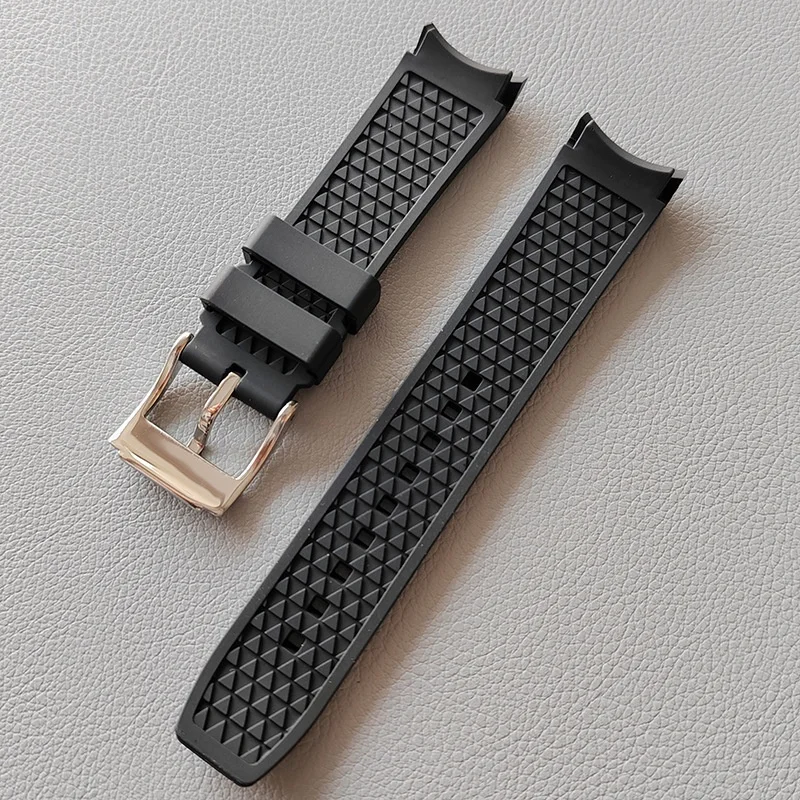 Premium FKM Fluroro Rubber Watch Band 20mm 22mm Curved End Silicone Strap Sport Waterproof Watchband Bracelet Wristbelt