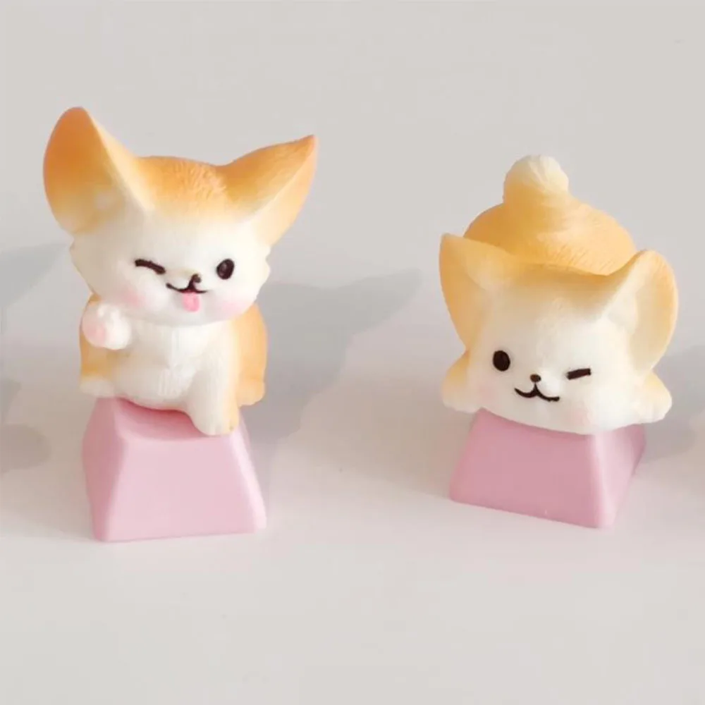 Cute Fox Resin Keycaps ESC Caps for Cross Switch Mechanial Gaming Keyboards Pink Transparent White Personalized Custom Keycap