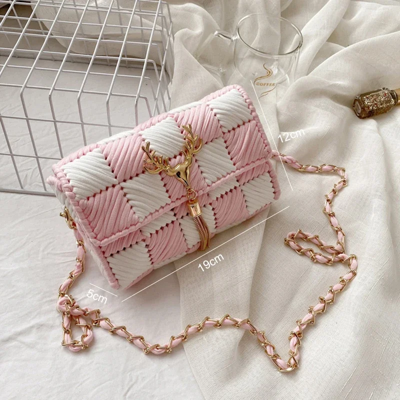 DIY Handcraft Shoulder Bag Making Materials Package Weaving Bag Grid Handmade Supplies Woman Bag Selfmade Sewing Accessories