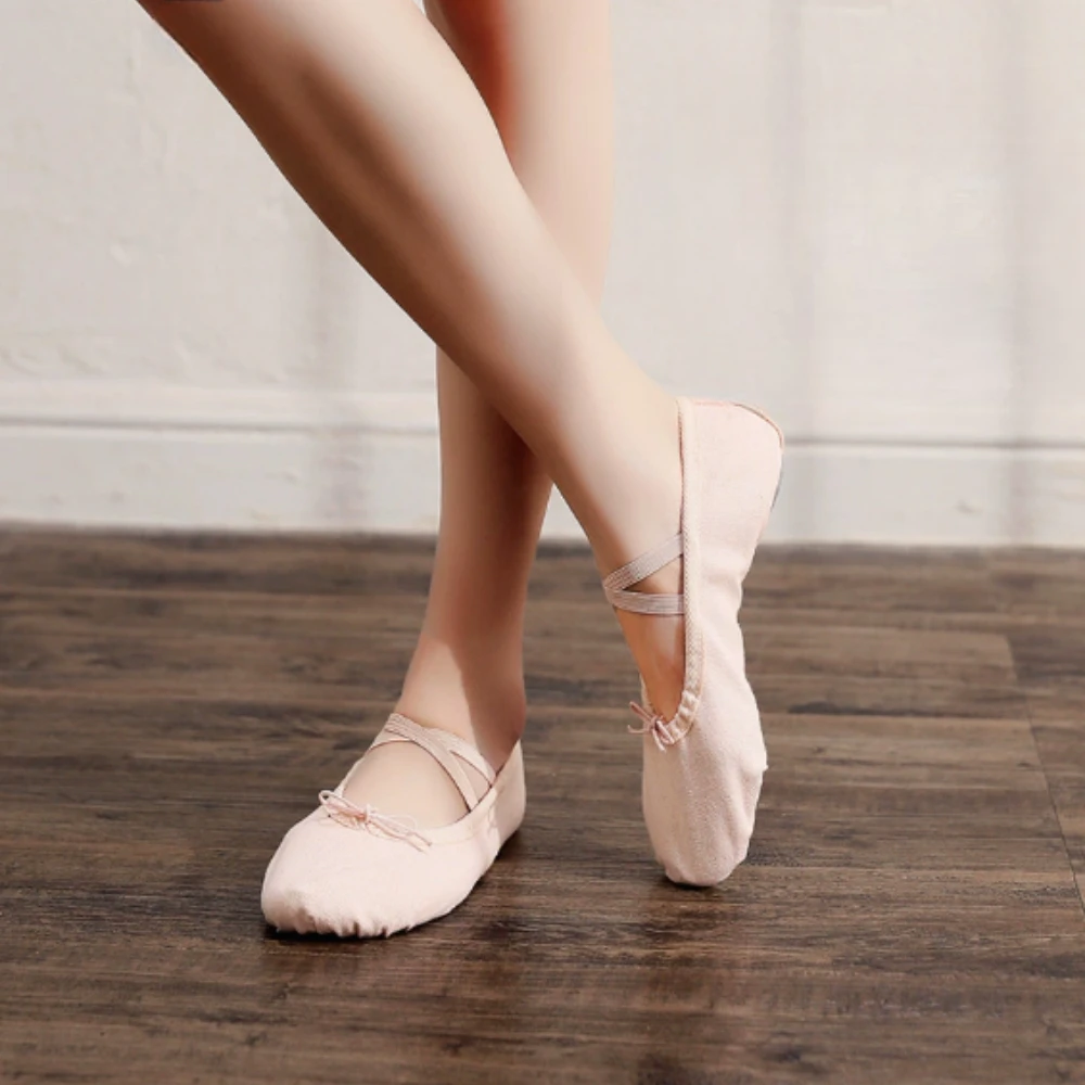 Zapatos de Ballet para niñas, zapatillas planas de lona para baile de Ballet, zapatos de baile para mujeres adultas, niños, suela dividida clásica de cuero suave
