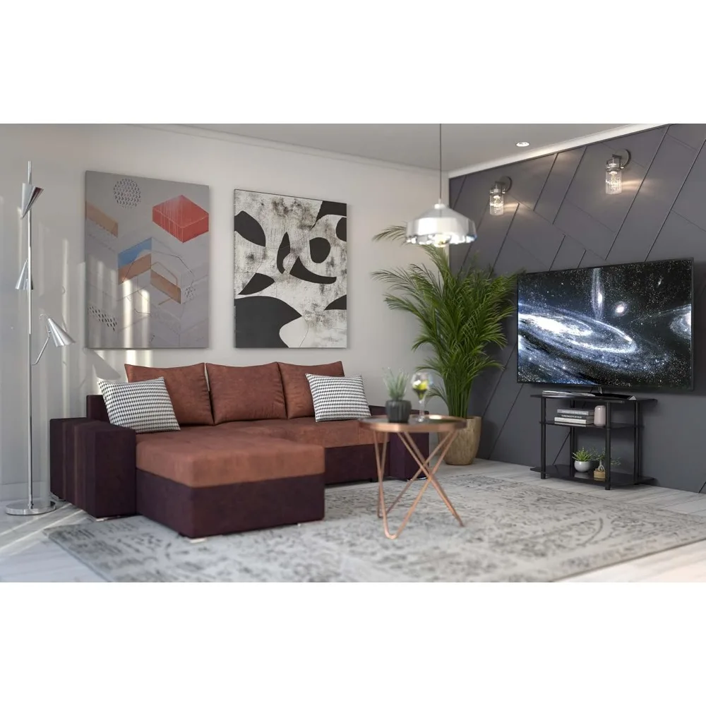 

3-Tier TV Stand for 32 Inch Screens, No Tools Assembly, Modern Entertainment Center with Storage Shelves