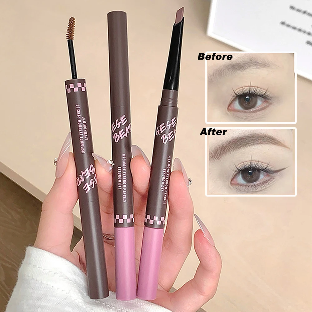 Matita per sopracciglia e mascara colorato 2 in 1 a doppia estremità: trucco per sopracciglia con finitura naturale, impermeabile, duraturo, a prova di sbavature