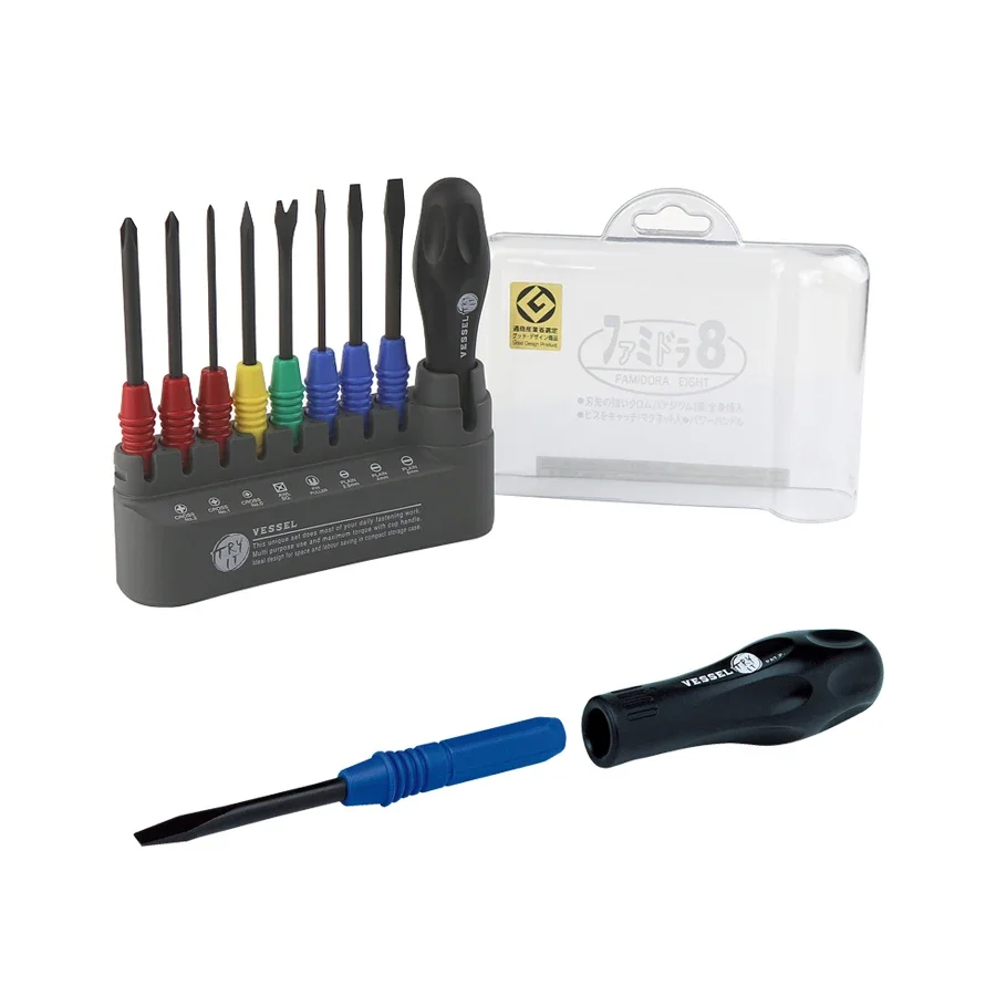 VESSEL Tools Combination Screwdriver with Magnetic Multifunctional 9-Piece Imported Screwdriver Set TD-800