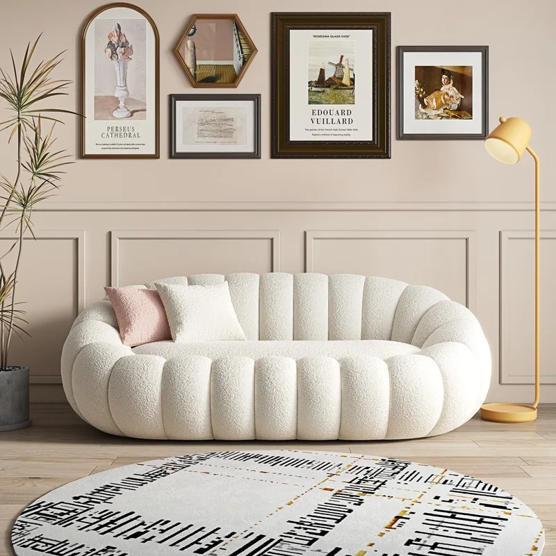 Lamb wool sofa, small apartment, pumpkin lazy fabric sofa, simple modern light luxury