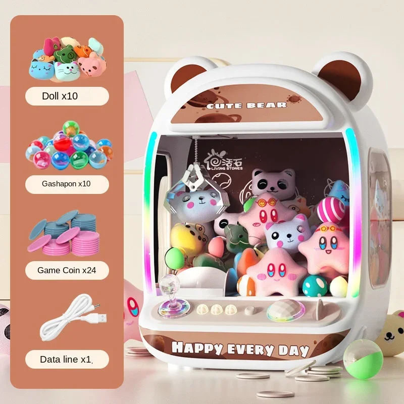 Automatic Doll Claw Machine Toy Kids Coin Operated Play Game Mini Claw Catch Toy Crane Machines Music Doll for Christmas Gifts