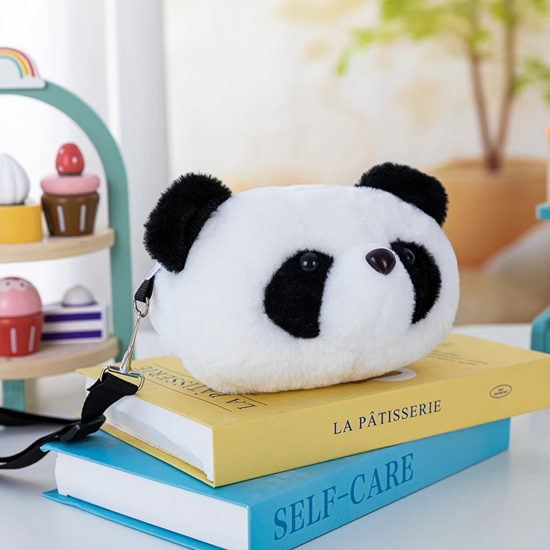 New Panda Head Crossbody Bag for Girls Sweet and Cute Plush Bag Cartoon Children's Single Shoulder Small Bag