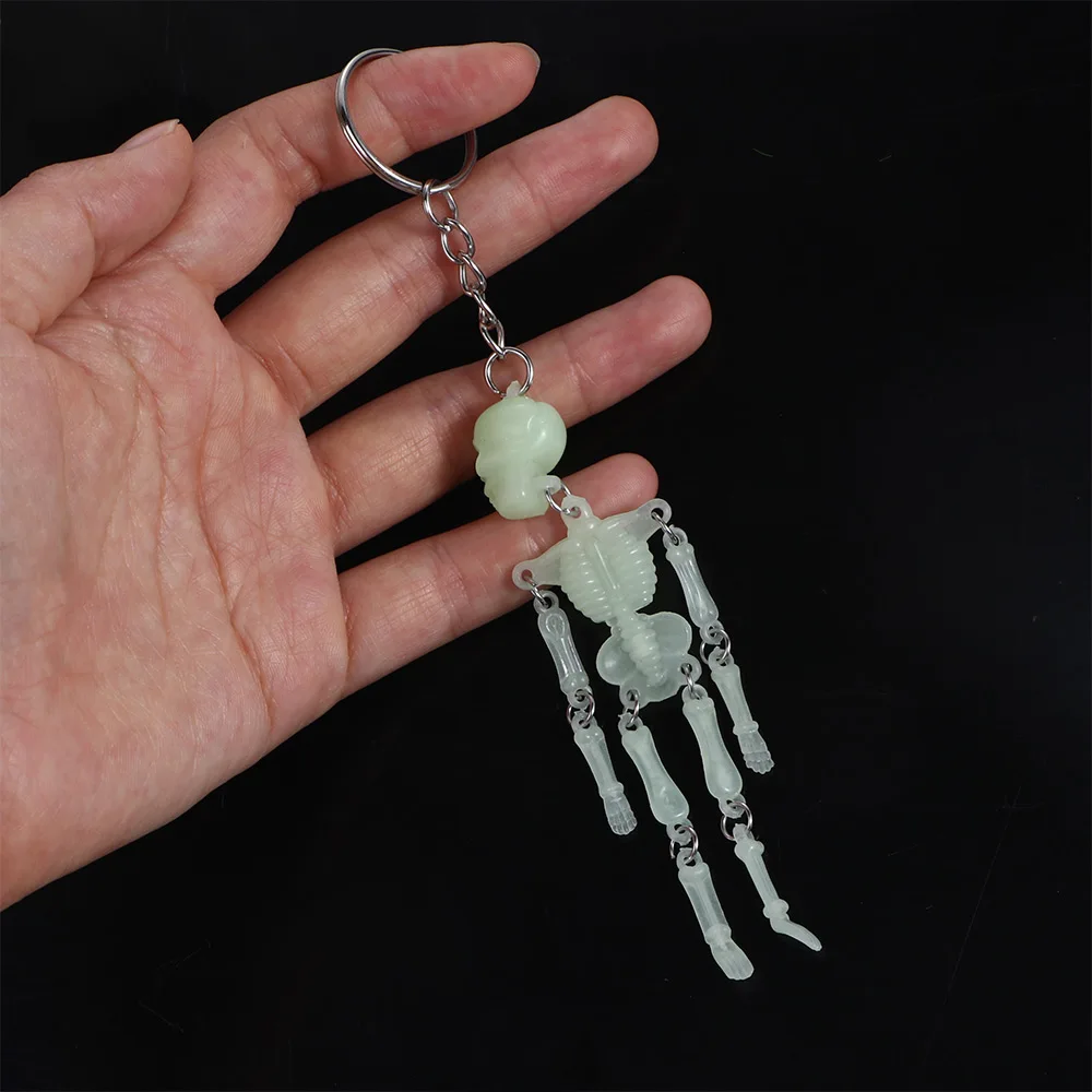 Luminous Skull Keychain Multi-joint Skeleton Personality Gothic Accessories Halloween Car Keychains For Couples Jewelry Fashion