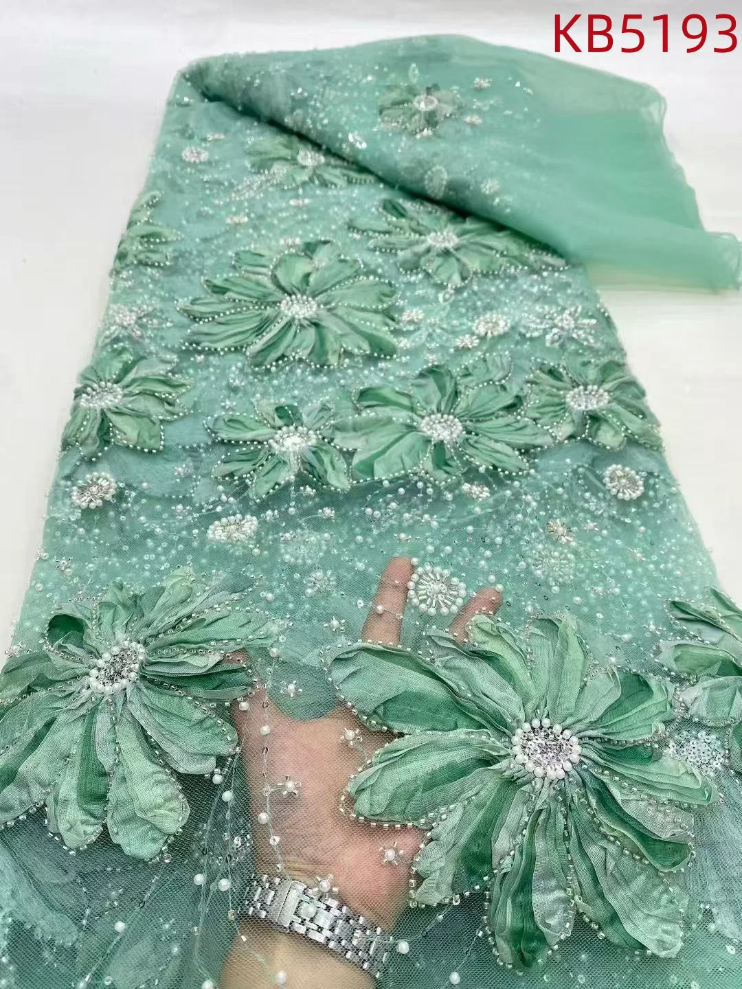 ثلاثية الأبعاد زهرة الدانتيل النسيج تسلسل الأفريقي أقمشة الدانتيل 5 ياردة جودة عالية 2025 قماش دانتيل الزفاف مطرز الدانتيل للخياطة KB5193