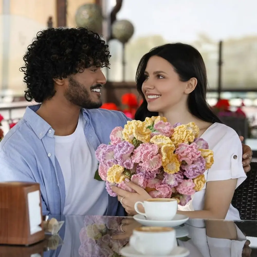 

Crochet Rose Bouquet Blanket Sunflower Carnation Fashion Artificial Knitted Blanket Finished DIY Craft Carnation Blanket