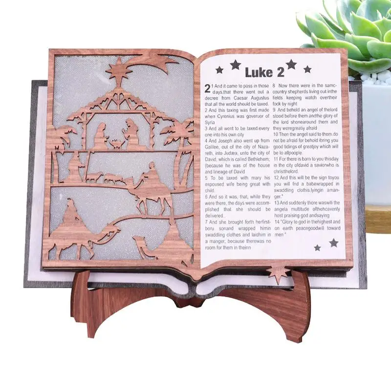 Jesus Birth Christmas Decor 3D Christmas Decoration Book Rest Multifunctional Display Stand Jesus Birth Scene Figurine Christmas