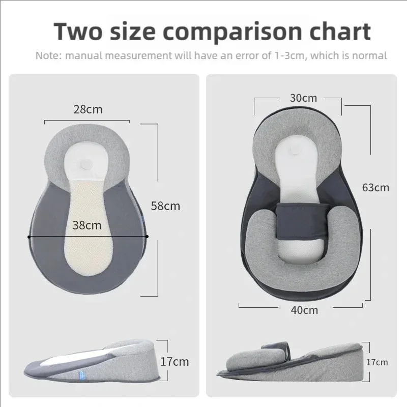 신생아용 베이비 웨지 베개, 유아 수유 지원 및 역류 방지 베개, 안전 스트랩으로 튀어오름 감소