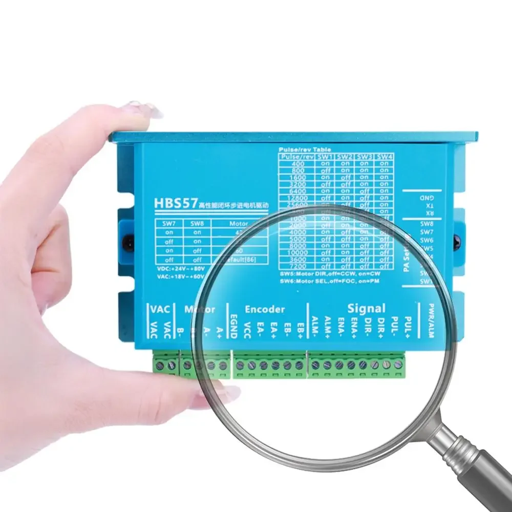 

HBS57 Гибридный сервопривод AC20-80V/DC24-70V Гибридный серводвигатель Драйвер Энкодер 1000 линий 2-фазный для шагового двигателя Nema23/Nema24
