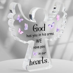 Condolences Grieving Gift, Angel Acrylic Memorial Condolence Gift, Sympathy Sign for Home Living Room Table Centerpiece Decor ﻿