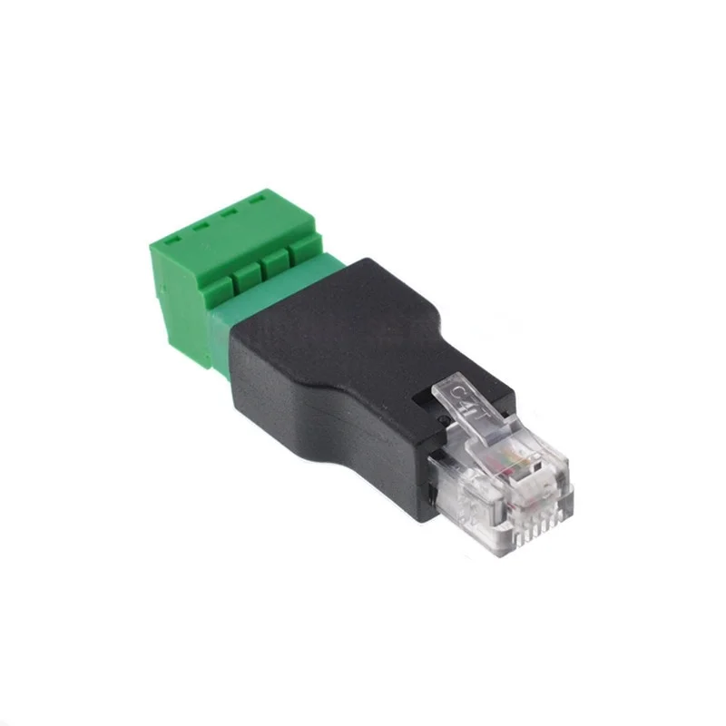 RJ11 Ethernet Connector 6P4C Male to 4 Pin Screw Terminal Converter for Phone Receiver Extend Cable Adapter
