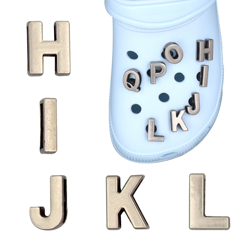 Shoe Accessories Charm Hollowed-out 1 Set Metal Alphabet 27 Pcs Джиббитц Shoe Buckles Detachable Punk Style Slipper Decorations