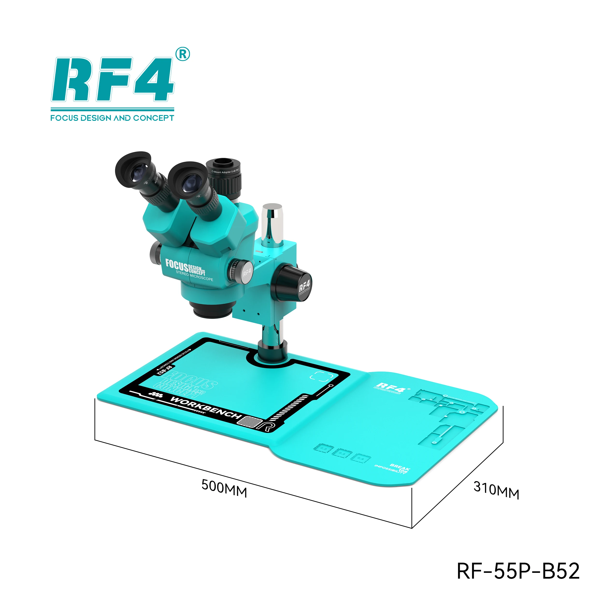 RF4-B55 Stereo Trinocular Microscope Multifunctional Silicone Plate Parts Storage Pad Magnetic Card Slot for Phone Repair Tool