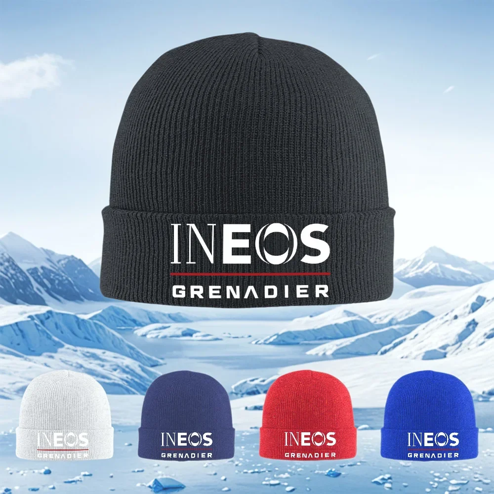 2026 INEOS text,red line,GRENADIER wordmark Men Women Unisex Knitted Hat Beanie Pullover Cap Winter Thermal Warm Christmas Outdo