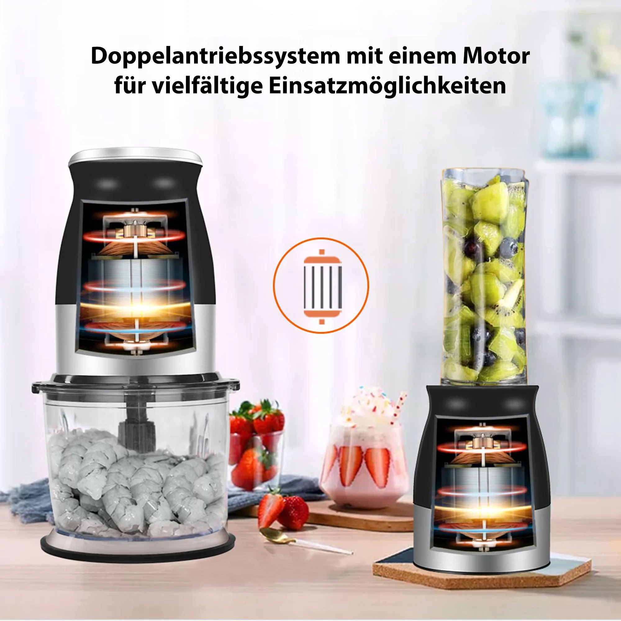 Bpa kostenlos 500w tragbare persönliche Mixer Mixer Küchenmaschine mit Chopper Bowl 600ml Entsafter Flasche Fleischwolf Babynahrung maschine – Detail 11