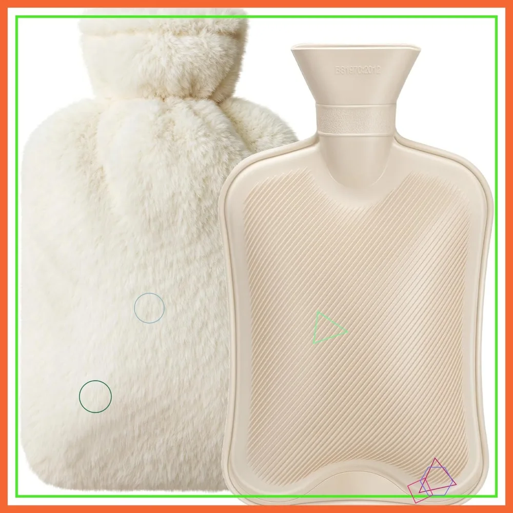 

2L Natural Rubber Hot Water Bottle with Cover, Leakproof for Hot & Cold Compress, Ideal for Menstrual Cramps, Pain Relief