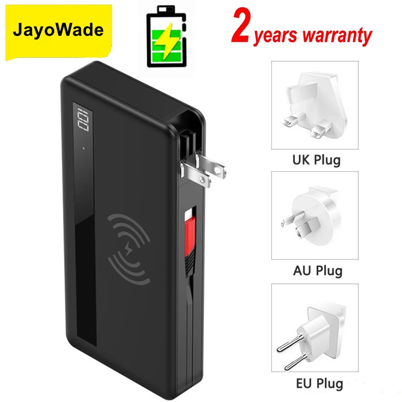 

20000mAh AC Plug Wall Charger Wireless Power Bank Fast Charging Powerbank Cable for iPhone 16 15 14 13 Huawei Xiaomi Poverbank