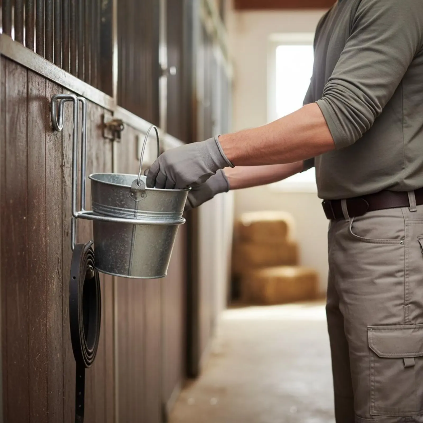 

Water Pail Holder Portable Iron Pail Hanger Easy Install Heavy Duty Steel
