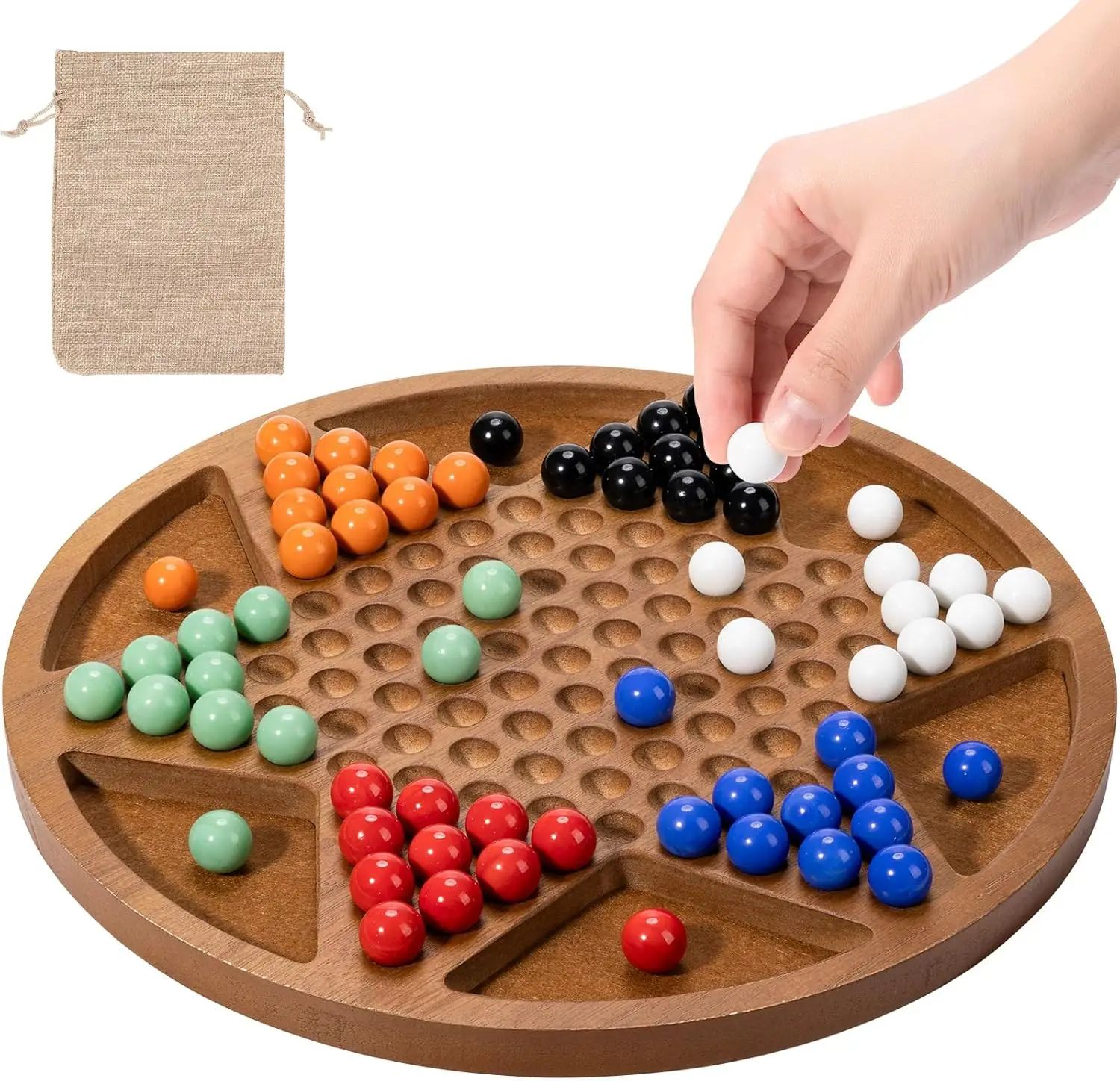 

12-Inch Wooden Chinese Checkers Set