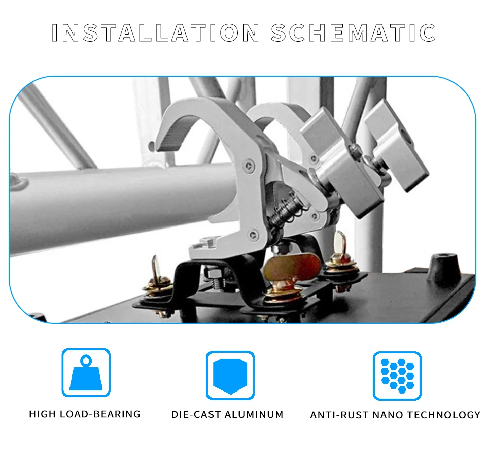 10pcs/Aluminum Alloy Clip 150kg 40-60mm Hook Bracket Stage Durable Heavy Duty Hook DJ Lighting Kit Hook