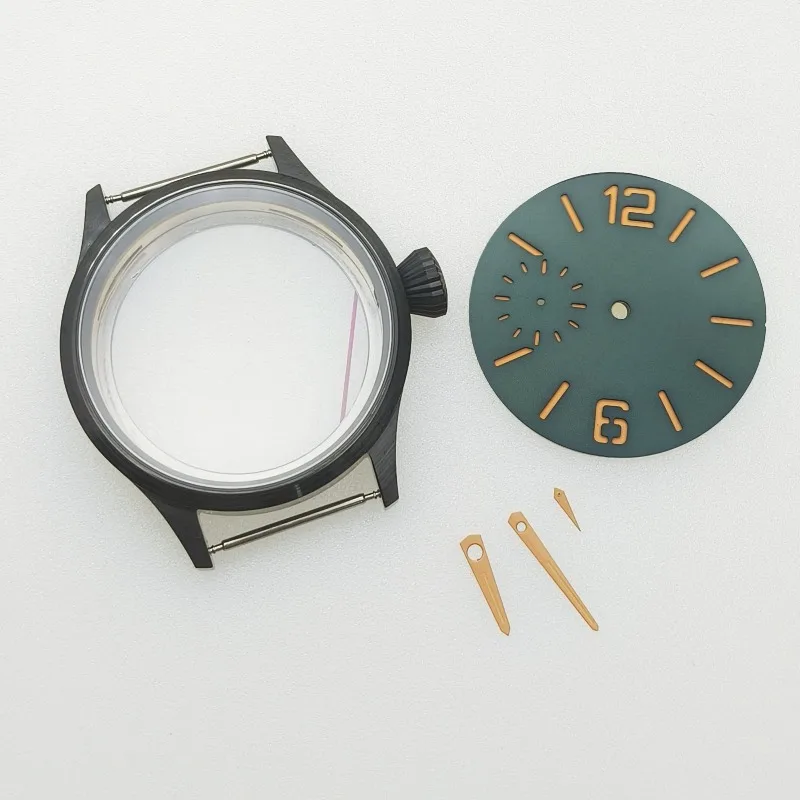 For 44mm Sapphire Crystal Watch Case Dial Set For 6497 6498 ST3600 Hand Wind Movement