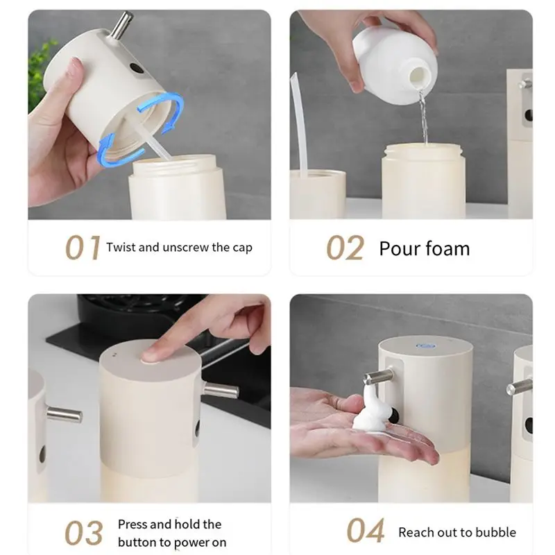 Automatic Foam Soap Dispenser Rechargeable Non-Contact Foam Soap Dispenser Suitable For Bathroom And Kitchen-A68E