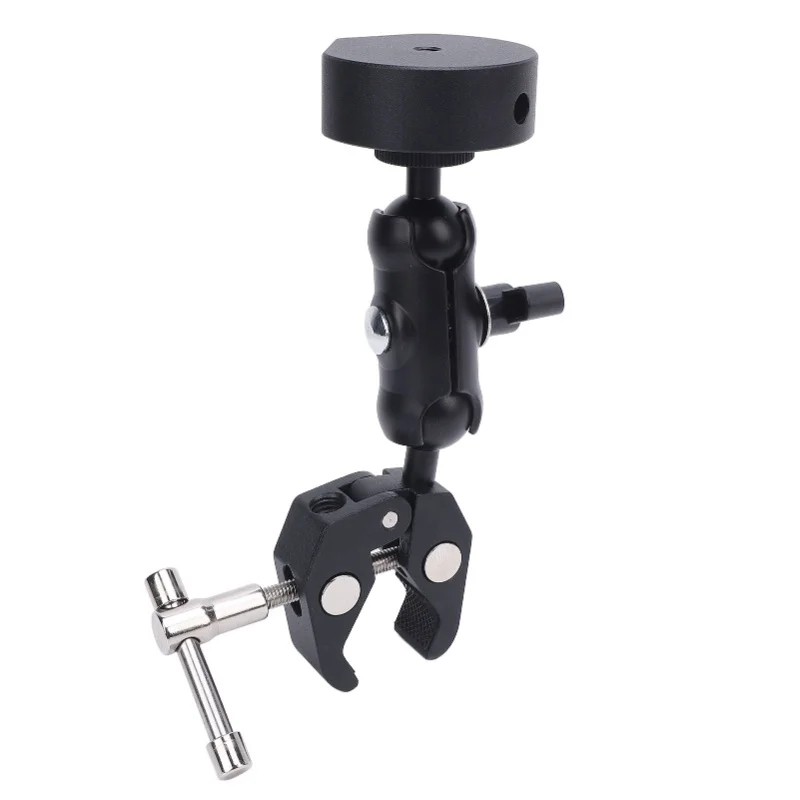 Satellite Clamp Bracket Adapter Set Aluminum Alloy Adjustable Clamp Bracket Kit For Mini For RV Pole Yacht Black/Silver