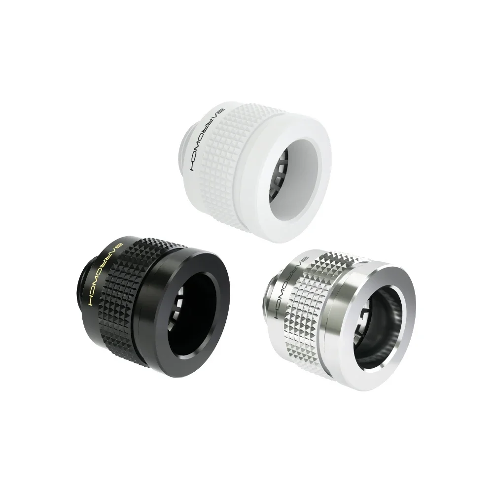 BARROWCH G1/4 Hand Compression Fitting Anti shedding Fitting For OD14mm / OD16MM  PETG, Acrylic, Metal Hard Tube 8 pcs