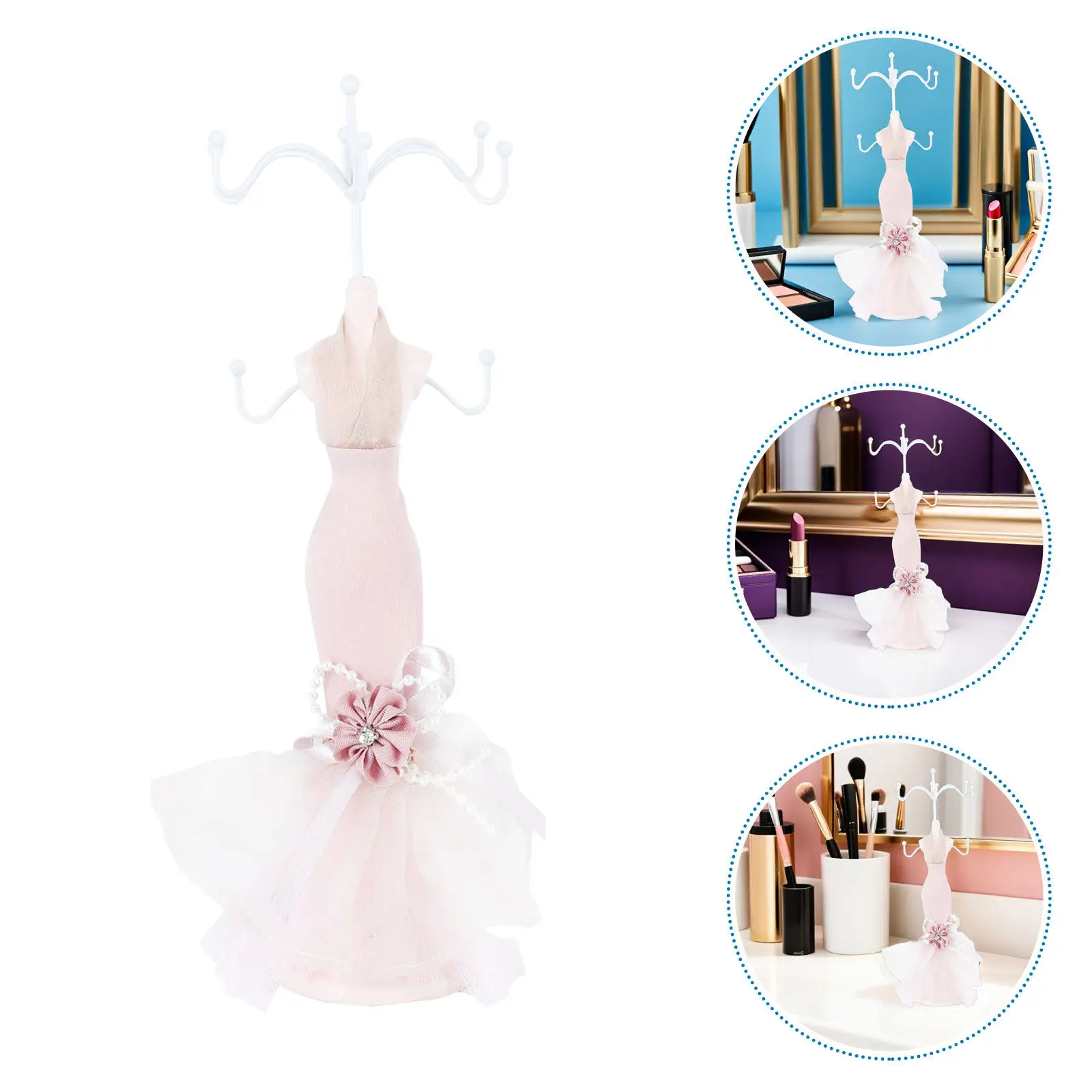 

Набор из 2 подставок для украшений в скандинавском стиле: манекен-держатель для ожерелий и серег, настольный органайзер для туалетного столика, лоток для хранения с крючками