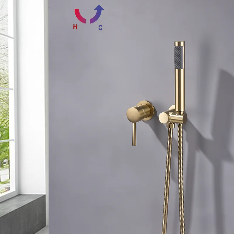 Matte Black Wall Mounted Shower Faucet Set Hidden Recessed Bathroom Brass Hot and Cold Shower Mixer Handheld Shower Head